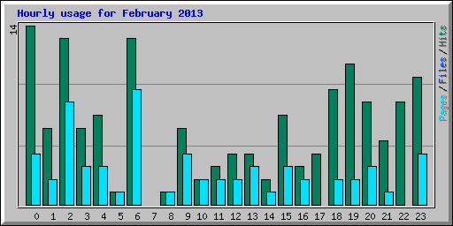 Hourly usage for February 2013